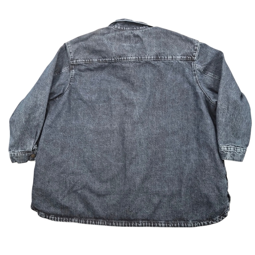 Old Navy Womens Plus 3X Denim Shirt Jacket Dark Wash Blue Cotton Shacket 1166 - Picture 2 of 7
